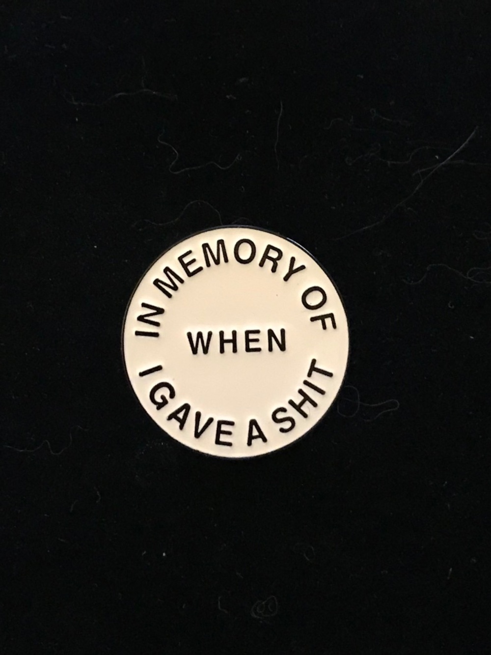 NWOT “In memory of when I gave a sh*t” pin (pins: 1/$12, 2/$20)